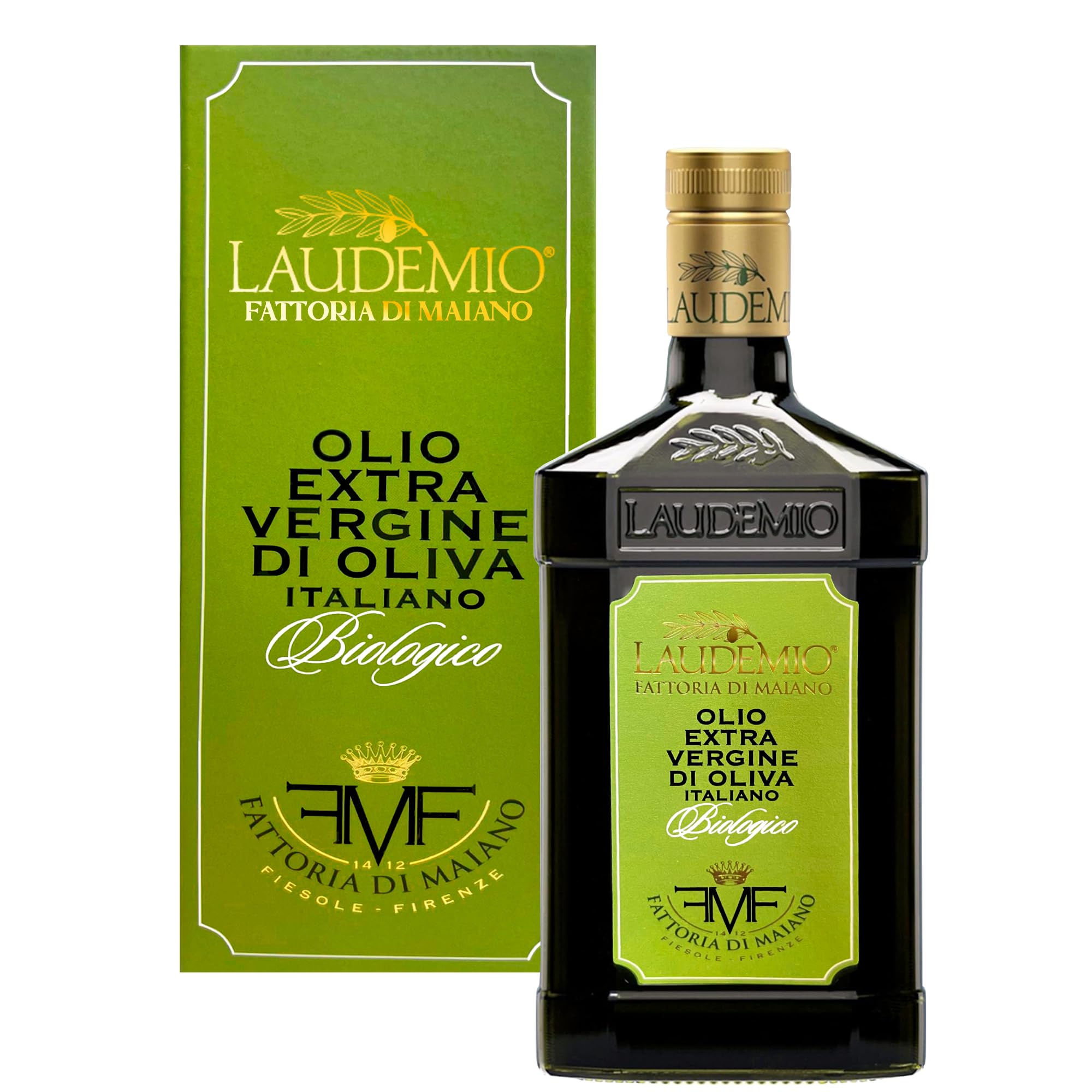 Sanniti Laudemio front bottle showing elegant packaging and premium appeal
