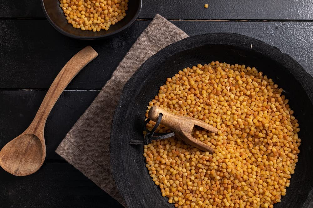 Sanniti fregola served in kitchen bowl illustrating versatile serving ideas