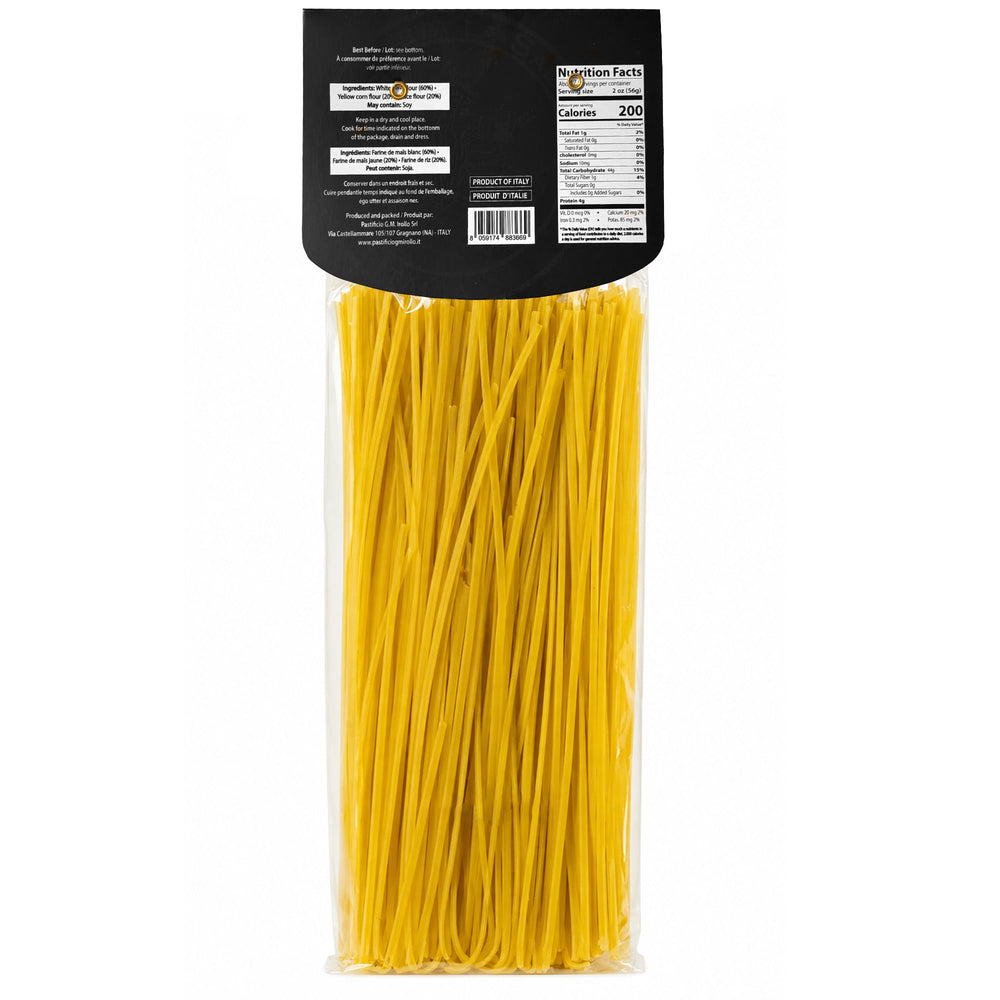 Sanniti linguine close-up of dry strands highlighting texture and shape