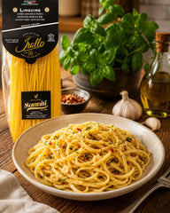 Sanniti linguine ingredient label close-up showing brand and transparency