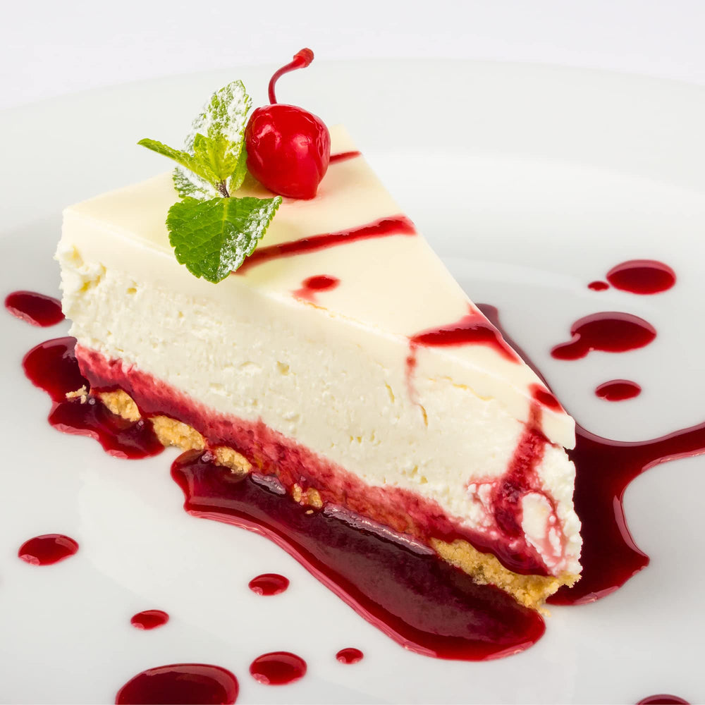 Sanniti syrup drizzled over dessert showing visual appeal and sweet finish benefit