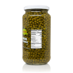Sanniti open jar revealing capers in vinegar and salt brine for immediate use