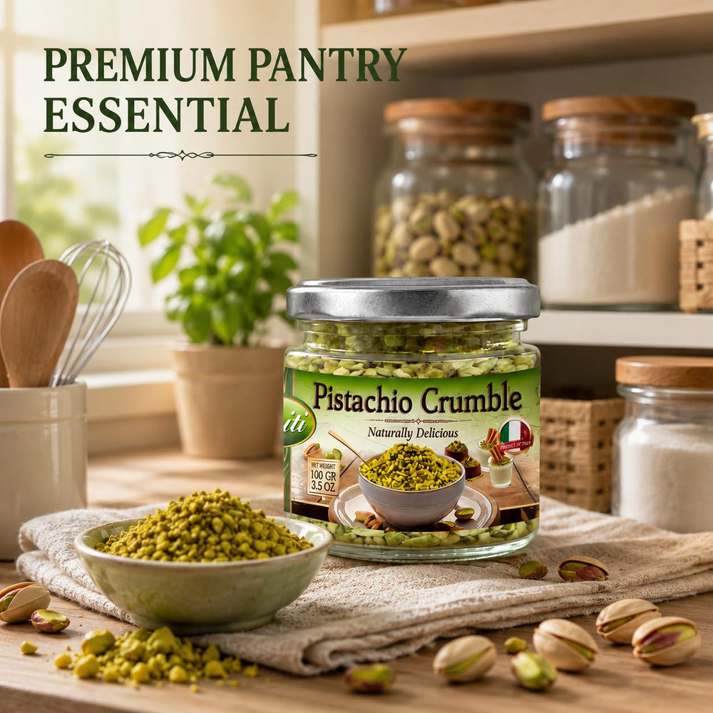Sanniti pistachio used in tart baking demonstrating gourmet finishing benefit