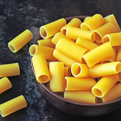 Sanniti rigatoni ridges close-up highlighting texture and sauce grip