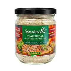 Sanniti Seasonello close-up of herb and salt crystals highlighting natural texture and aroma