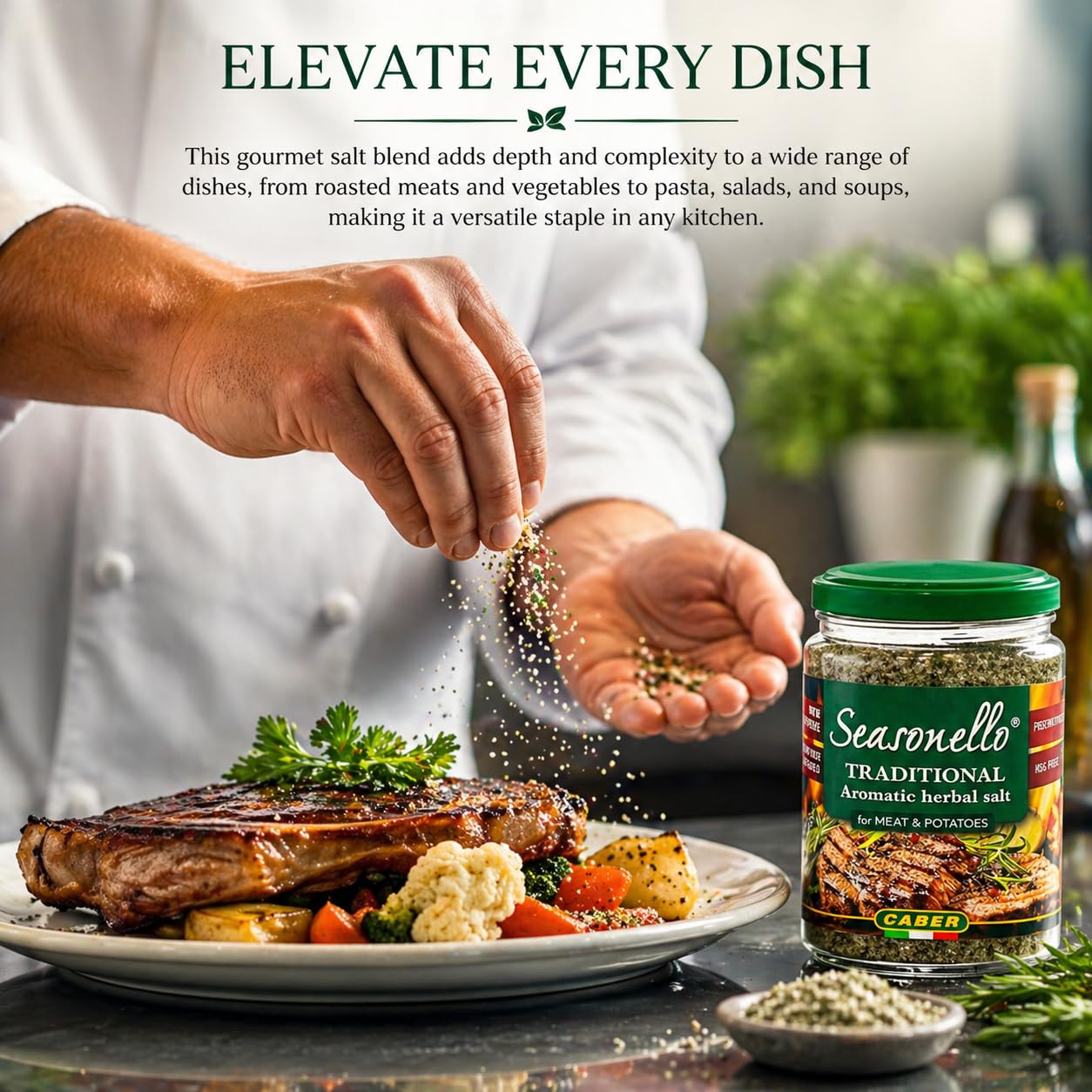 Sanniti Seasonello coarse texture held in hand to show grain size and even seasoning