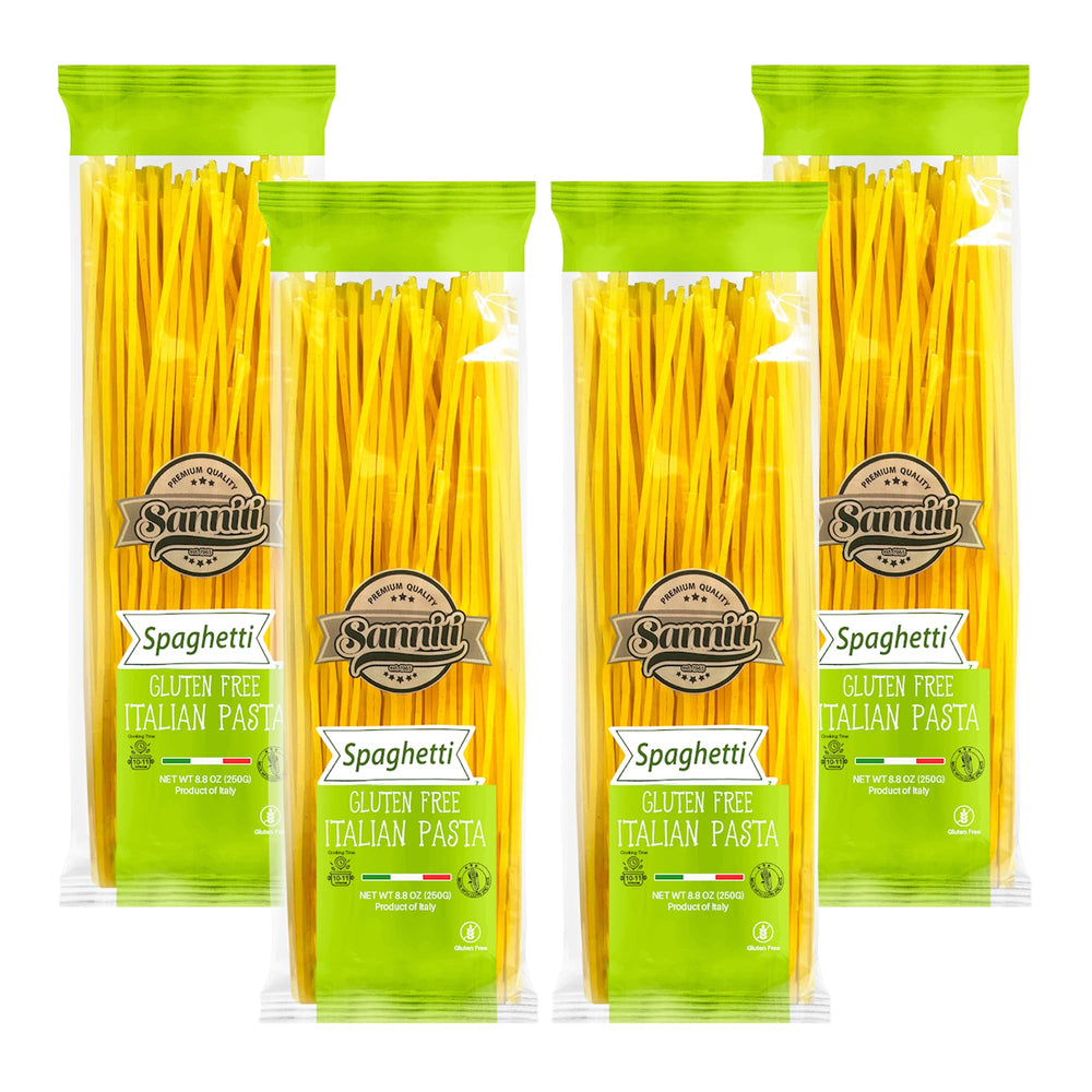 Sanniti close-up of dried spaghetti strands showing smooth texture benefit