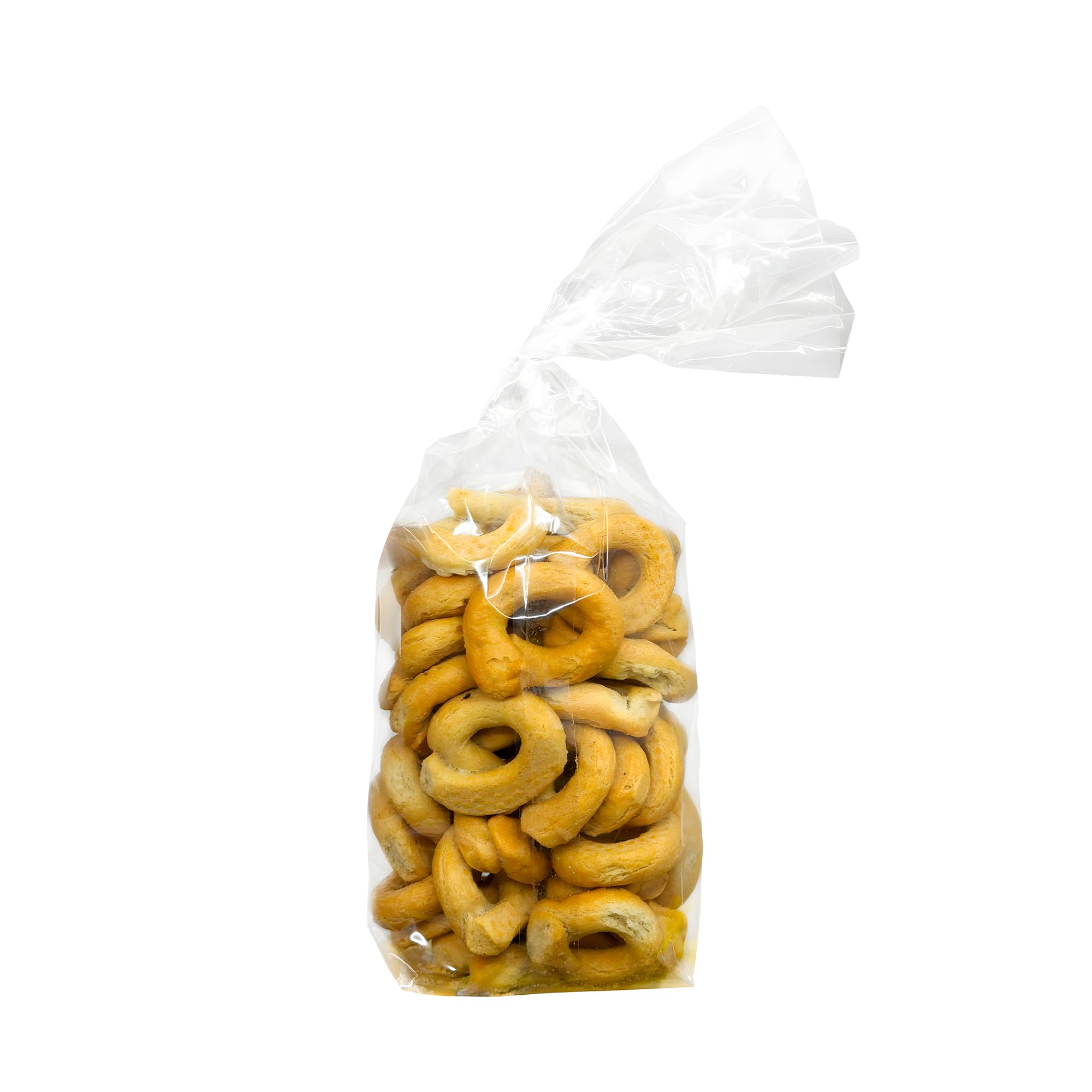 Sanniti bag opened pouring taralli for easy serving convenience
