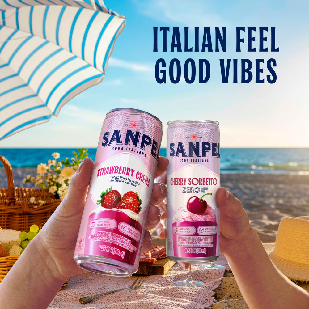 San Pellegrino on a party table suggesting mixer and celebration use
