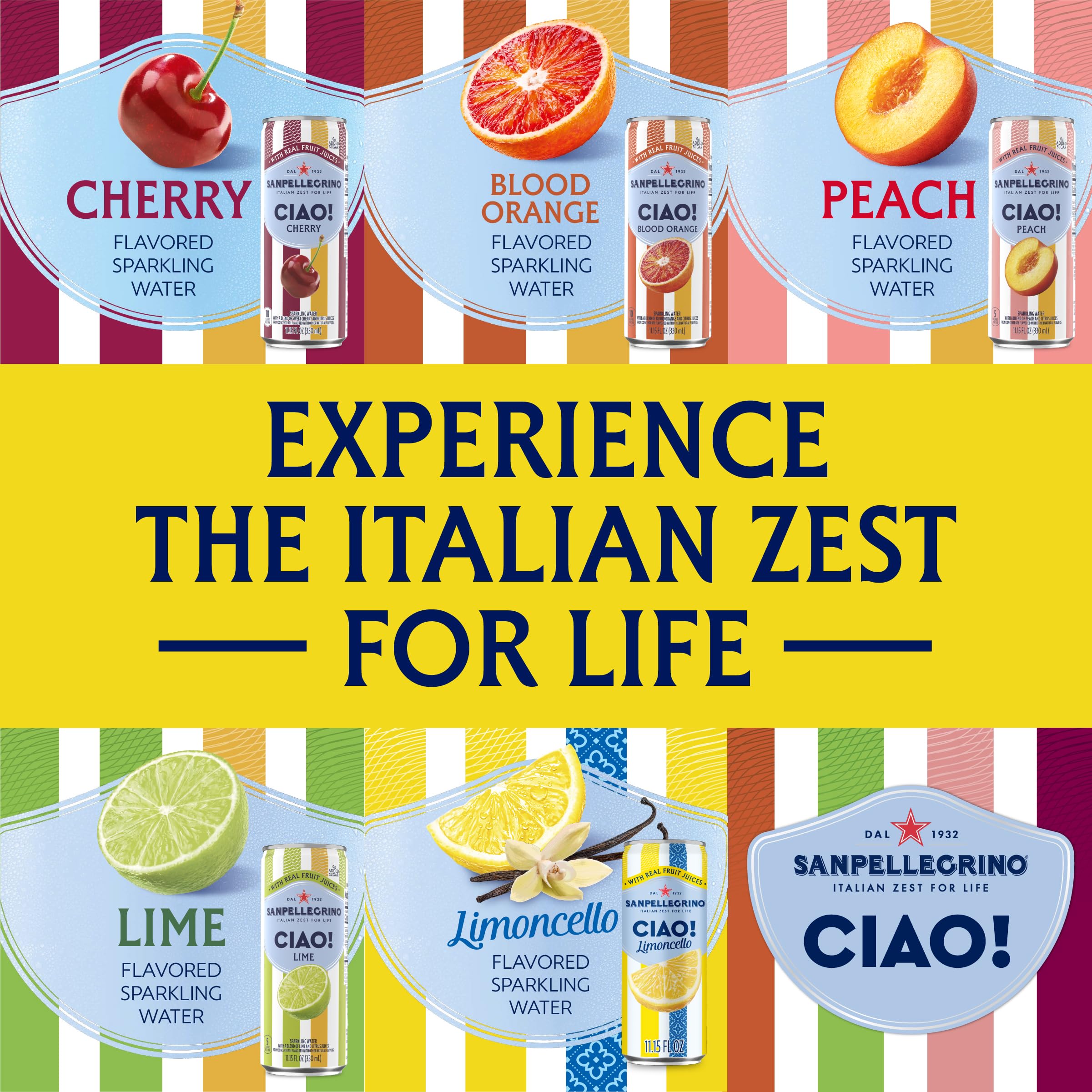 Hand holding Sanpellegrino CIAO can to show size and convenient on-the-go refreshment