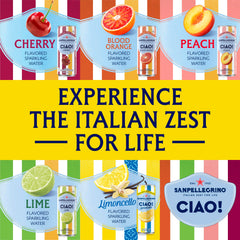 Hand holding Sanpellegrino CIAO can to show size and convenient on-the-go refreshment
