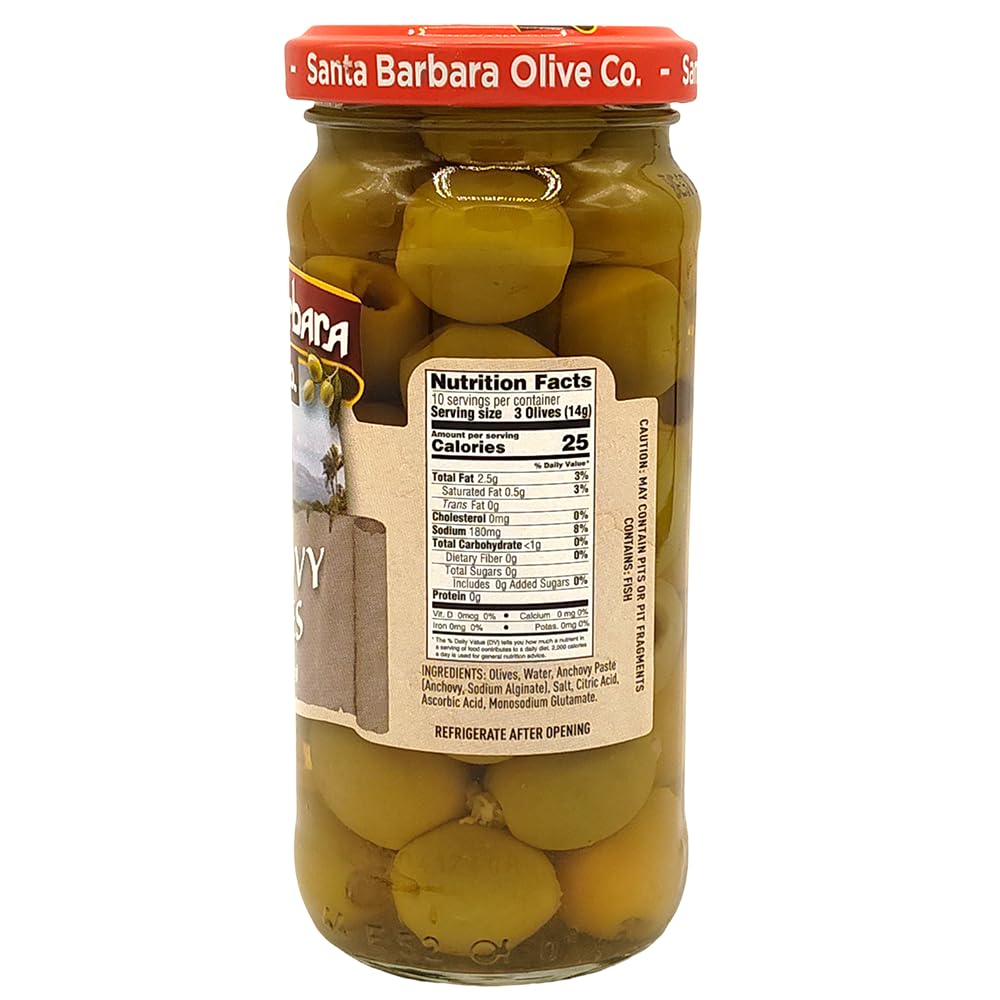 SANTA BARBARA OLIVE CO open jar top view with ready-to-serve olives