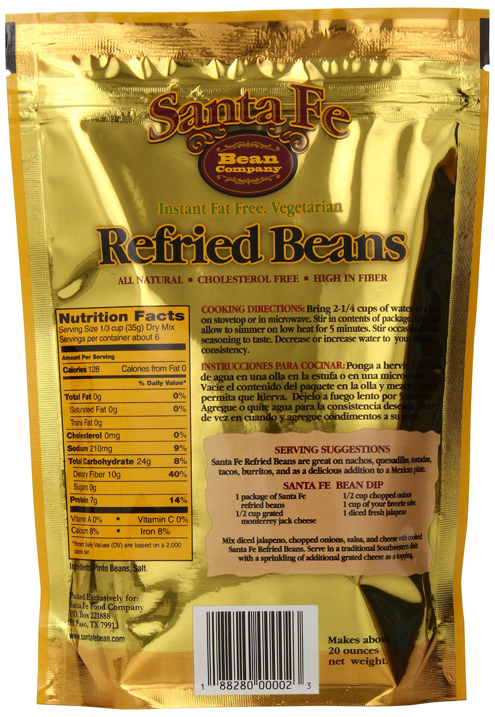 Santa Fe Bean prepared refried beans in bowl ready to serve for quick nutritious meals