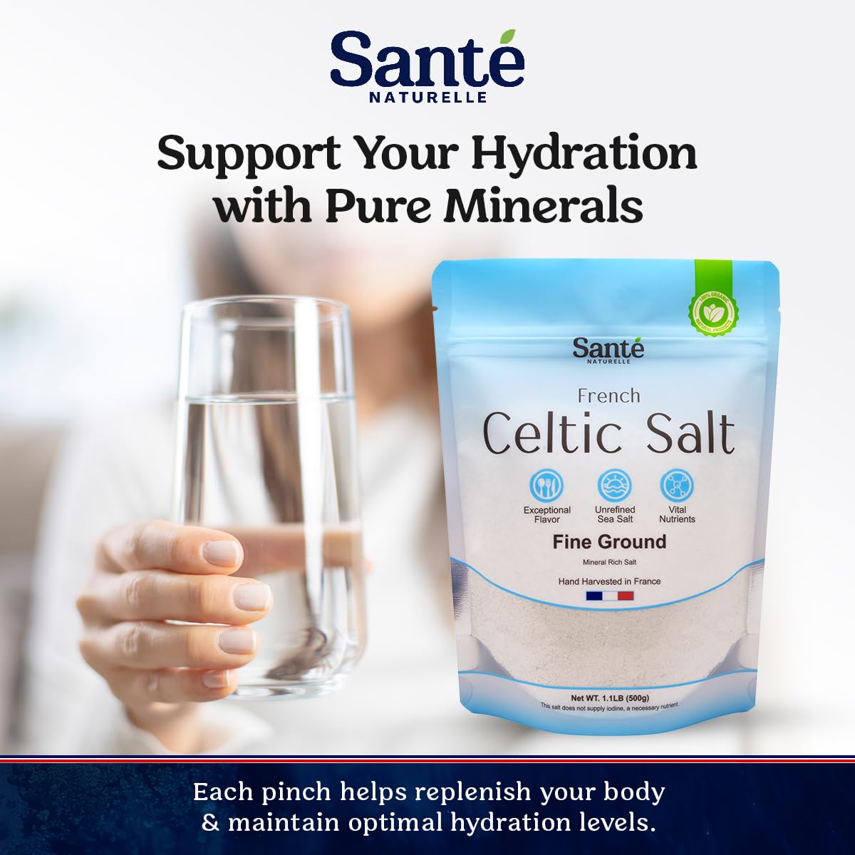 Sante Naturelle pack held in hand to show size and practical portioning benefit