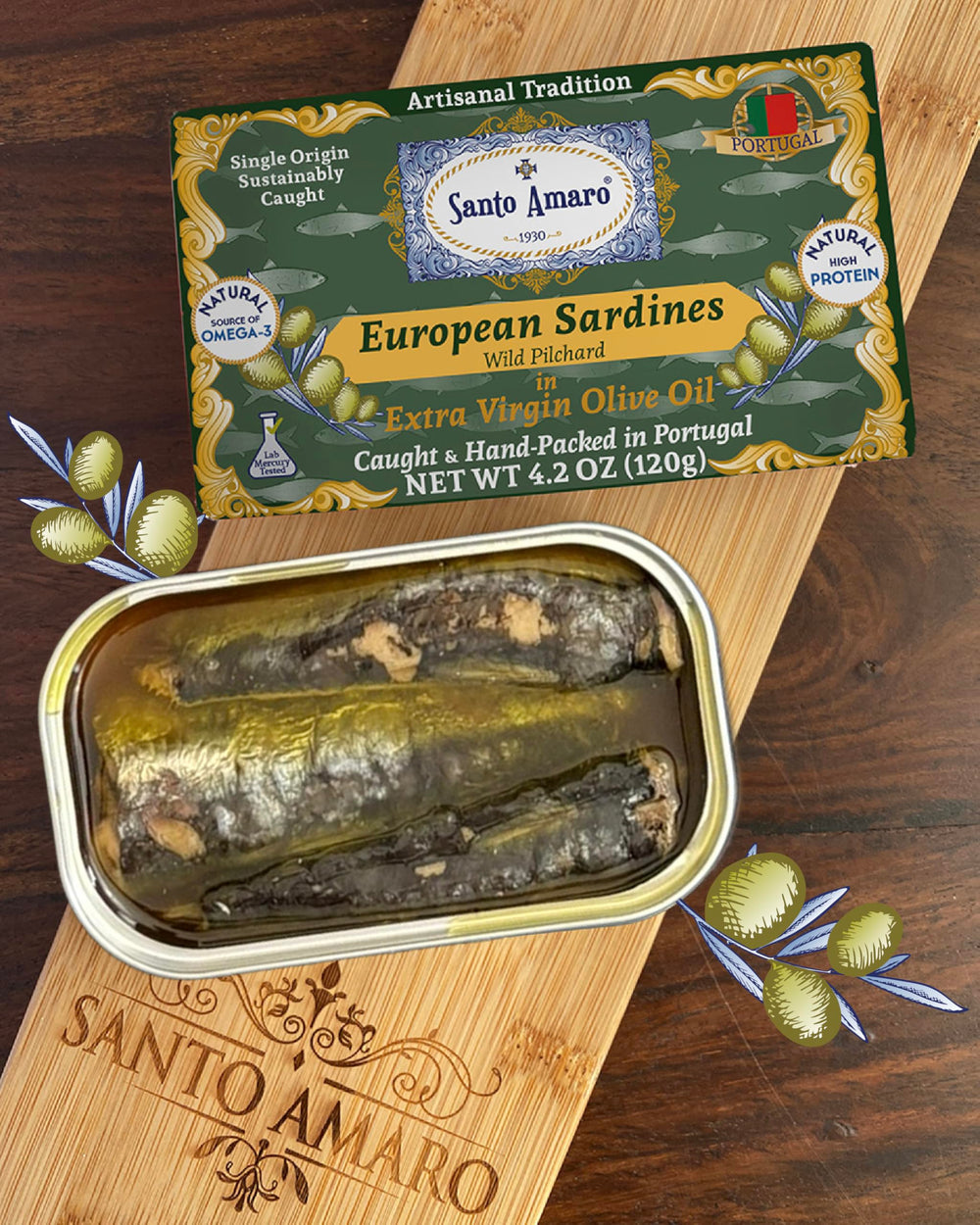Santo Amaro can label detail showing Portuguese origin and artisanal promise