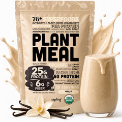 sapling front packaging showing vanilla shake and organic benefits