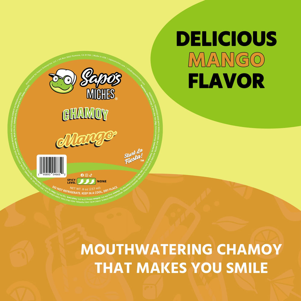 Sapo's Miches open jar displaying thick mango chamoy texture for easy rimming