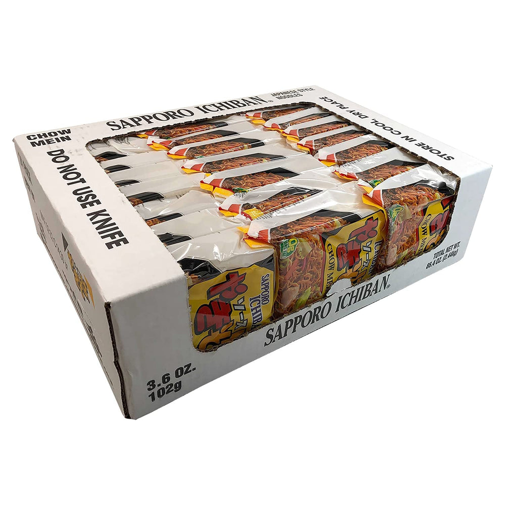 Sapporo Ichiban yakisoba cooking in skillet for quick stovetop preparation