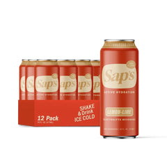 SAP’S lemon lime front packaging showing 12 cans and benefits