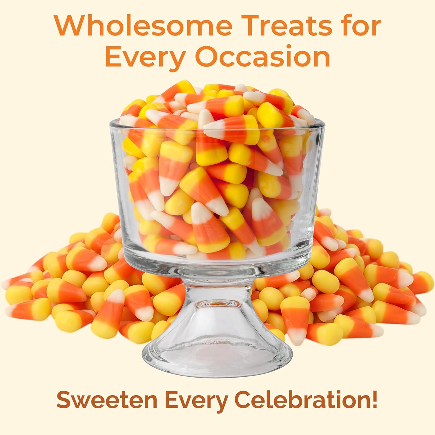 Sarah's Candy Factory close-up of candy corn texture showing chewy pieces