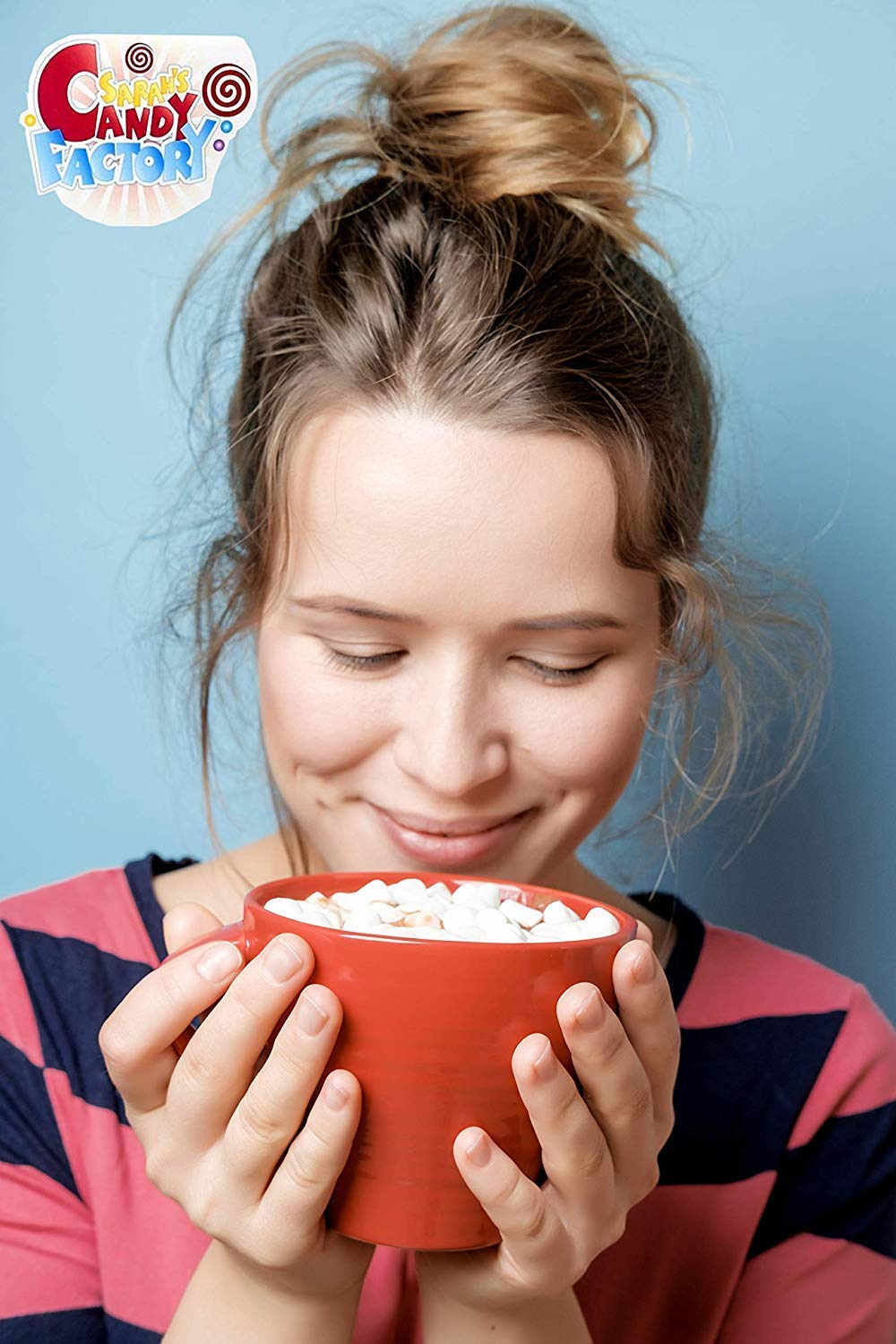 Sarah's Candy Factory marshmallow bits topping hot cocoa adding creamy vanilla flavor