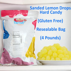 Sarah's Candy Factory detailed view of single lemon drop highlighting smooth hard-candy finish