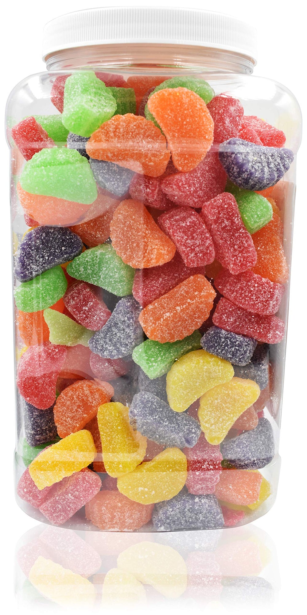 Sarah's Candy Factory jar with lid removed showing easy scoop access and resealable storage
