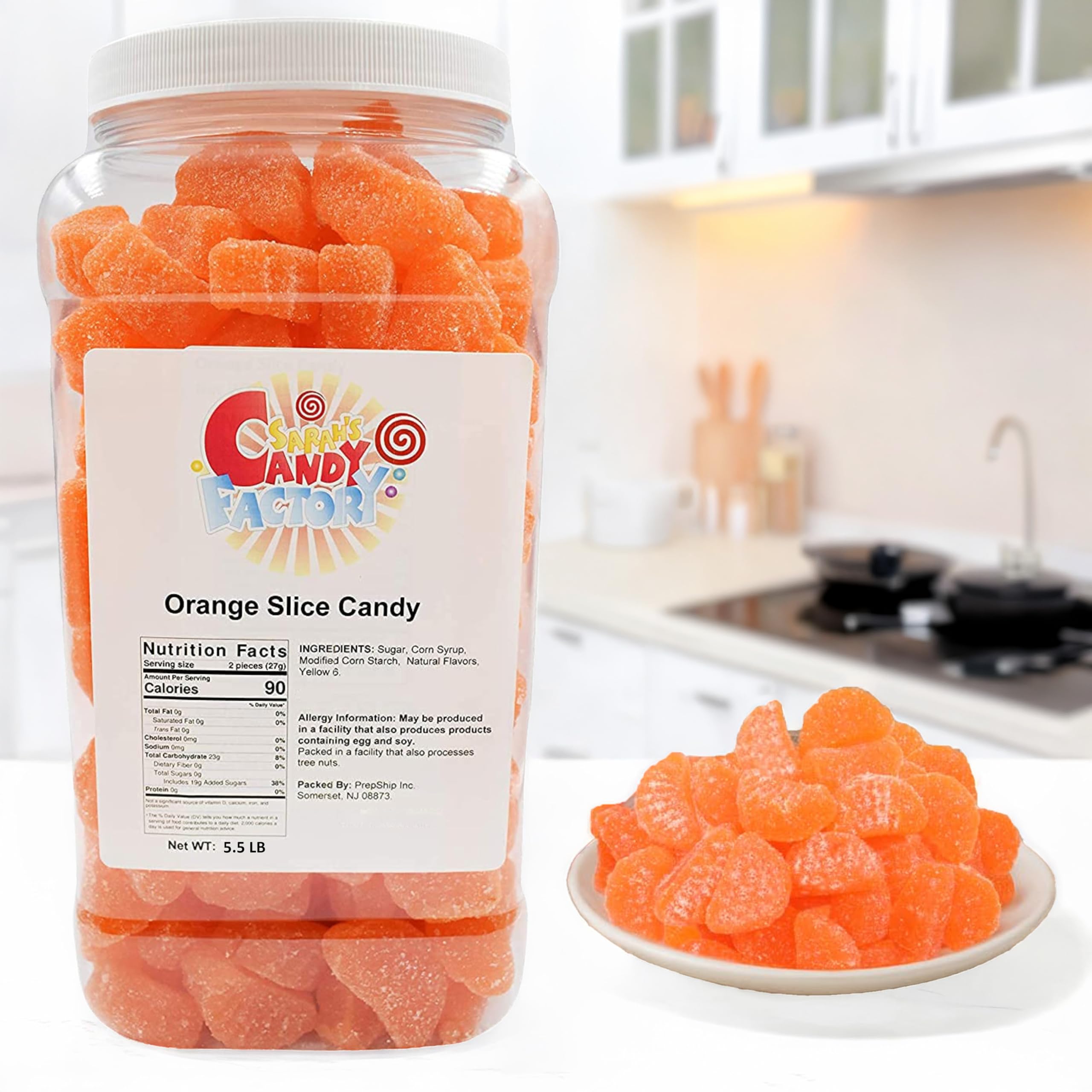 Sarah's Candy Factory jar label and resealable lid highlighting freshness