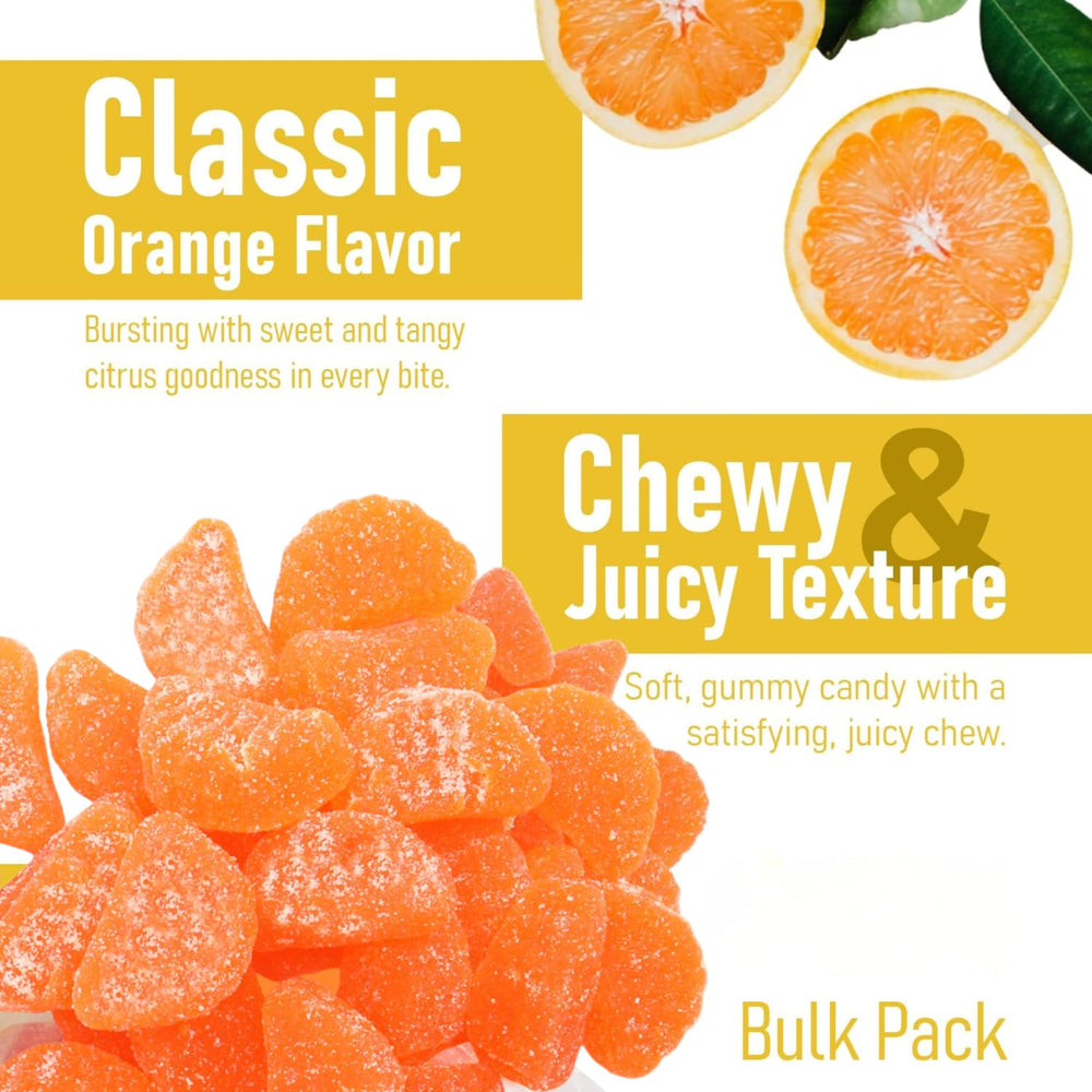 Sarah's Candy Factory party table display with orange slices for events