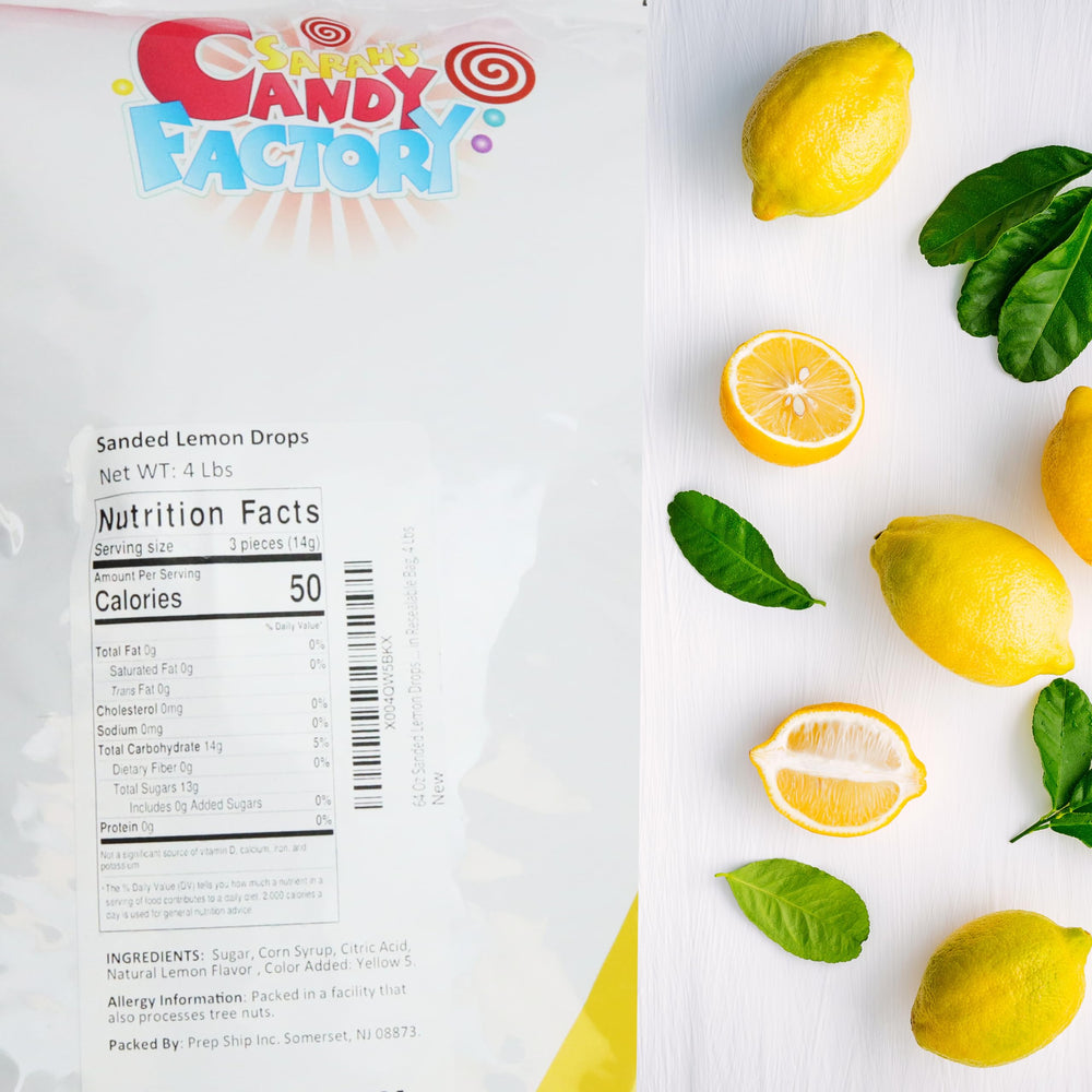 Sarah's Candy Factory lemon drops on party table showing colorful display and guest-ready appeal