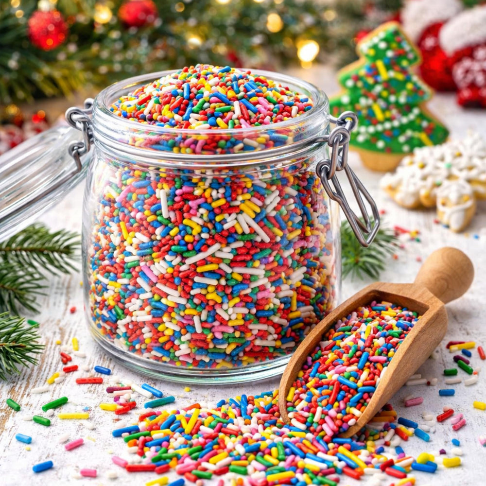 Sarah's Candy Factory bag next to common kitchen scale showing 2.2 lb size