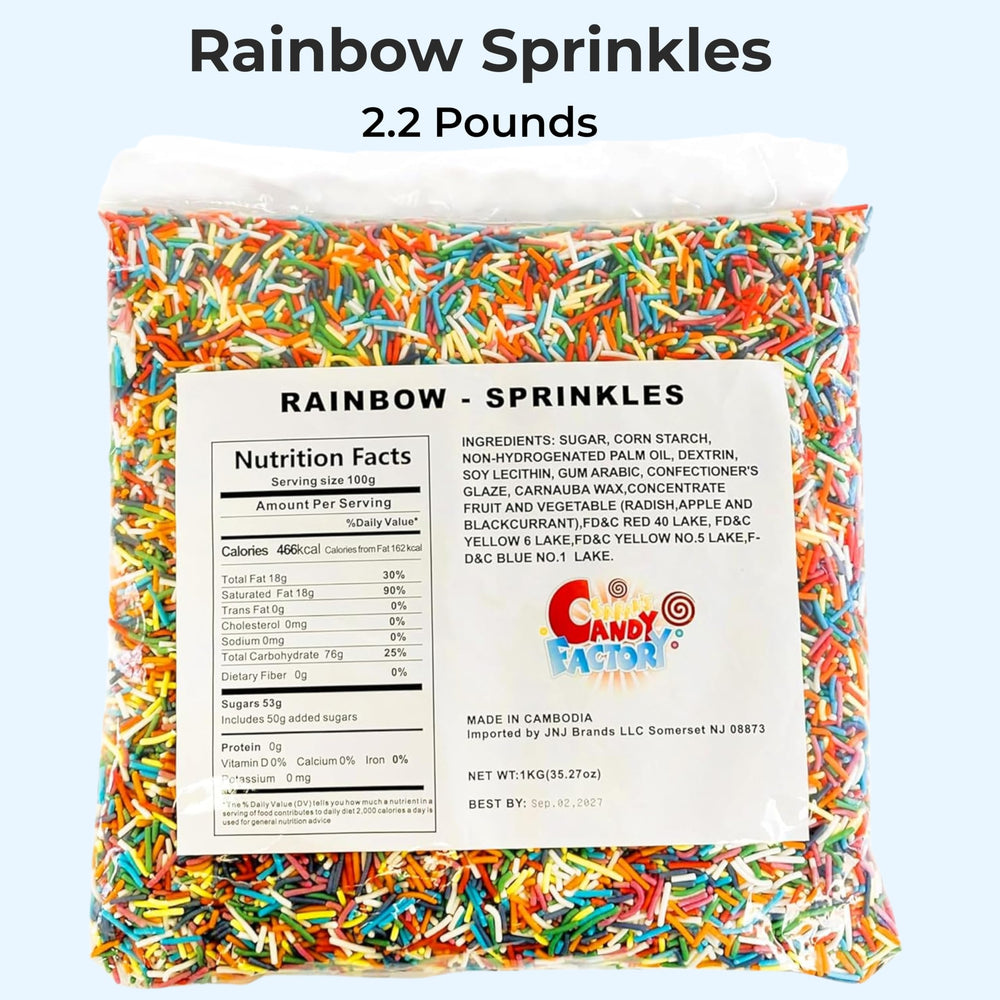 Sarah's Candy Factory rainbow sprinkles spread showing bright consistent colors