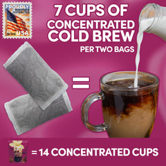 Sarasota Coffee filter pack steeping in a pitcher for effortless cold brew