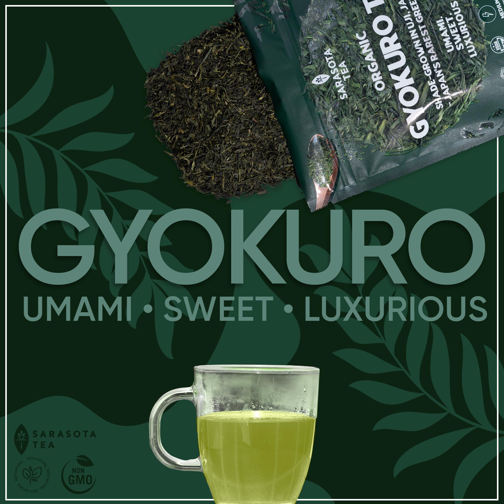 SARASOTA COFFEE & TEA CO. whole gyokuro leaves close-up highlighting quality and aroma