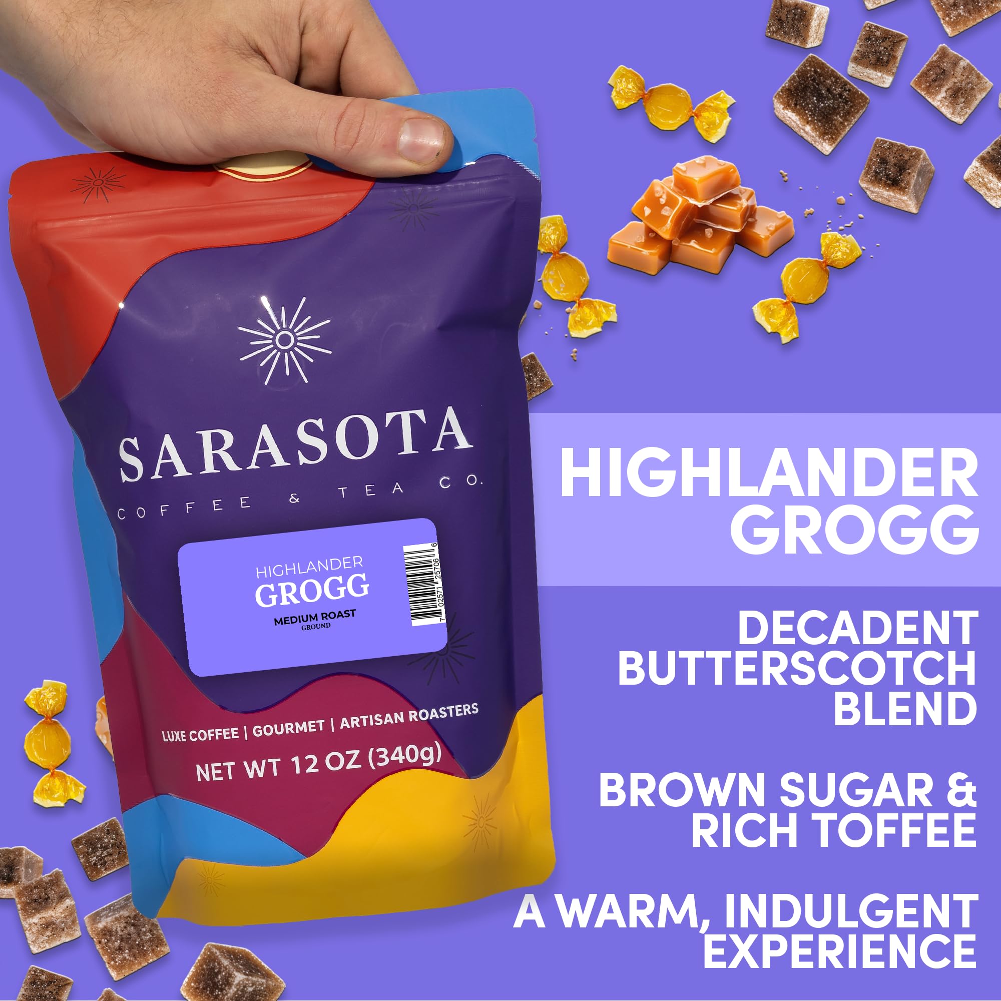SARASOTA COFFEE & TEA CO. back label with ingredients and freshness information for trust