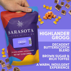 SARASOTA COFFEE & TEA CO. back label with ingredients and freshness information for trust