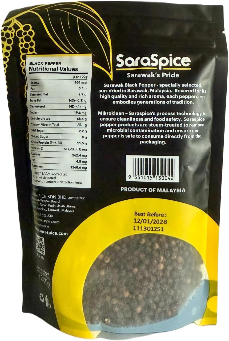 SaraSpice close-up of Sarawak peppercorn texture with strong aroma
