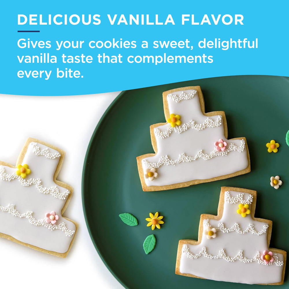 Satin Ice decorated cookies flatlay showing smooth professional finish