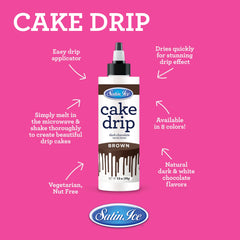 Satin Ice brown chocolate drip on cake showing clean decorative drips for professional finish