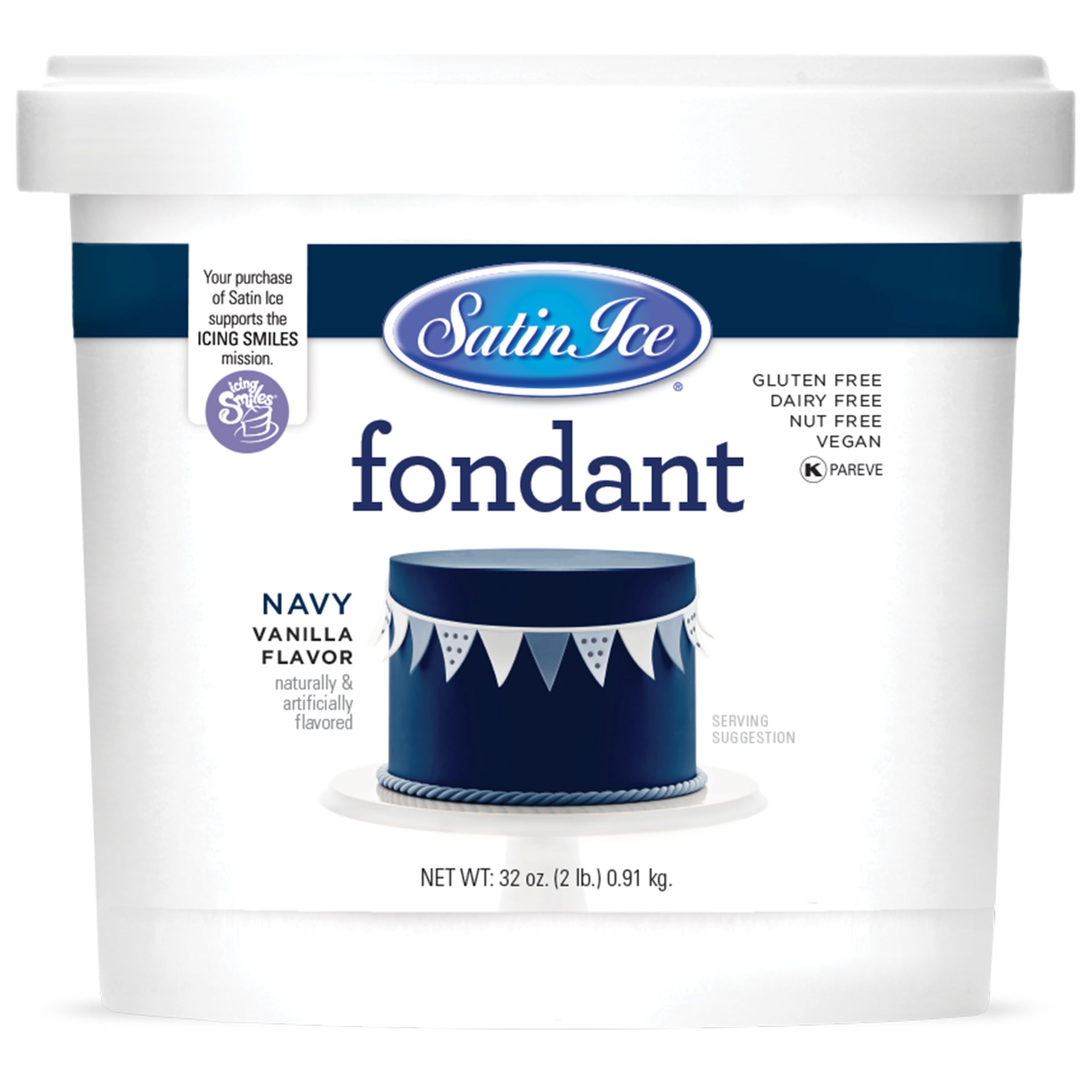 Satin Ice navy 2 lb package showing brand and clear labeling for storage benefit