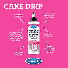 Satin Ice being poured over a frosted cake for precise decorative drips benefit