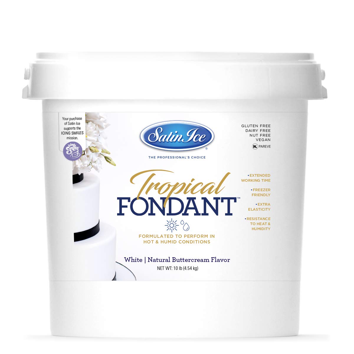 Satin Ice Tropical 10 lb front packaging showing product branding and weight