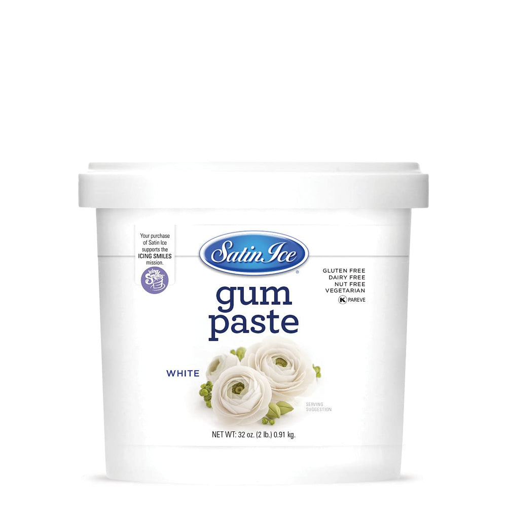 Satin Ice white pail front showing clean labeling and 2 pound size benefit