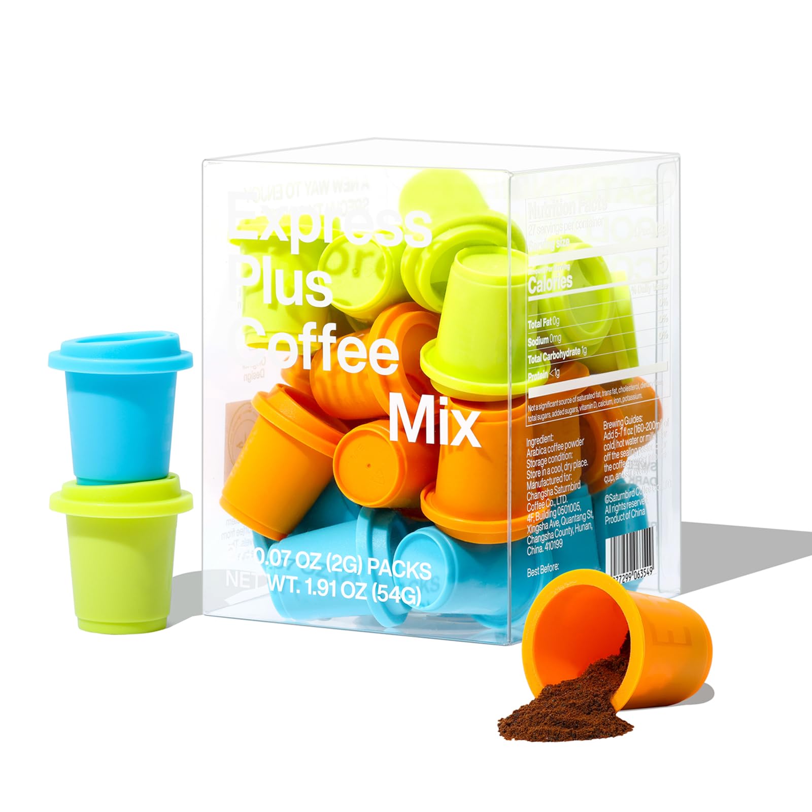 Saturnbird front packaging showing 27-count pack and quick brewing benefit