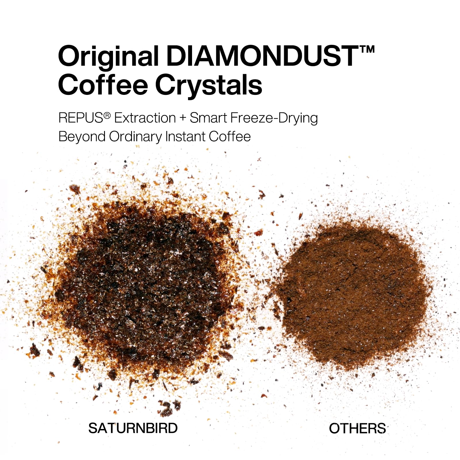 Saturnbird instant coffee powder texture preserving aroma and specialty taste
