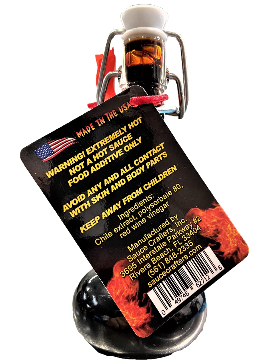 Sauce Crafters closeup of label detailing 2 million Scoville Units for clarity