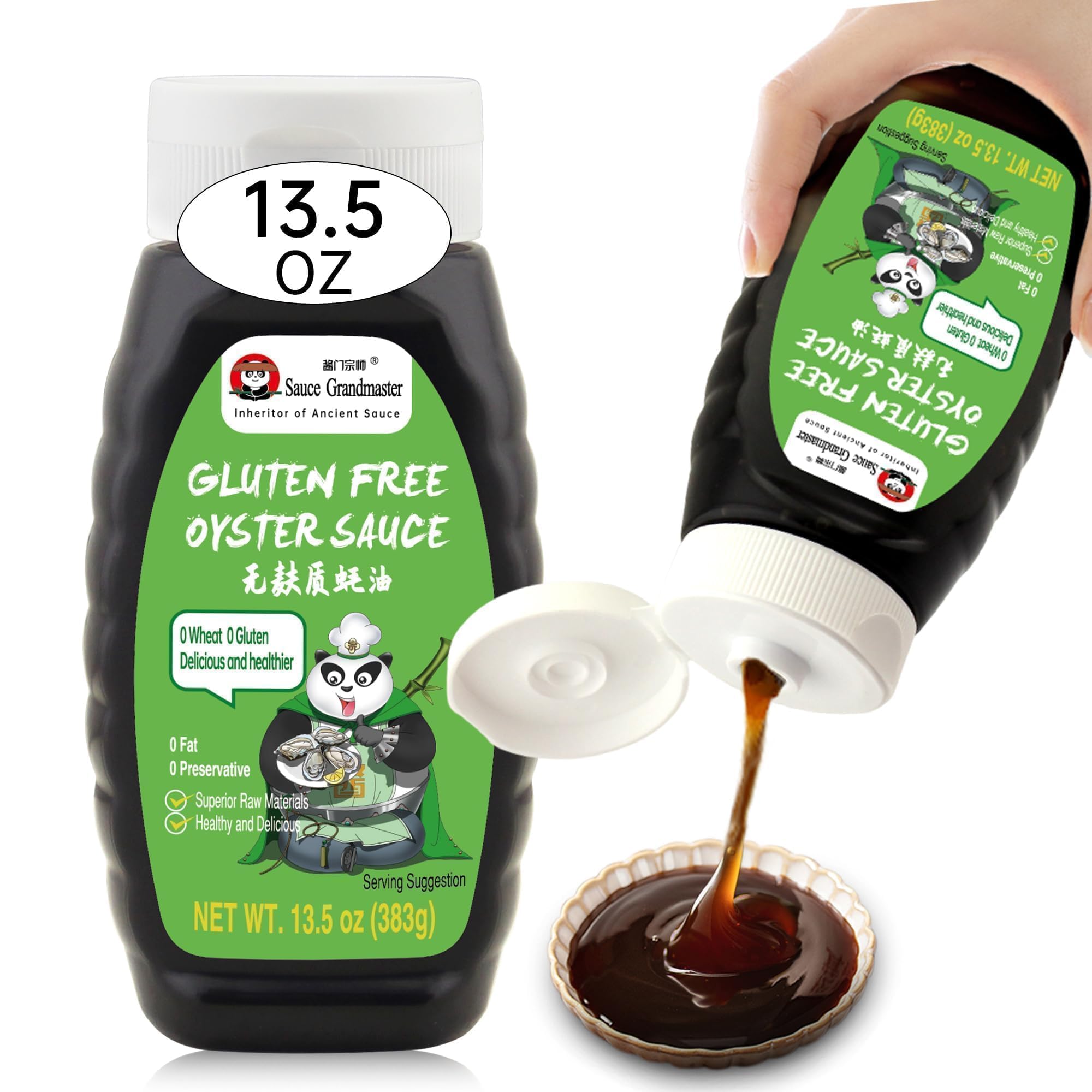 Sauce Grandmaster front bottle showing label and easy-squeeze cap for convenience