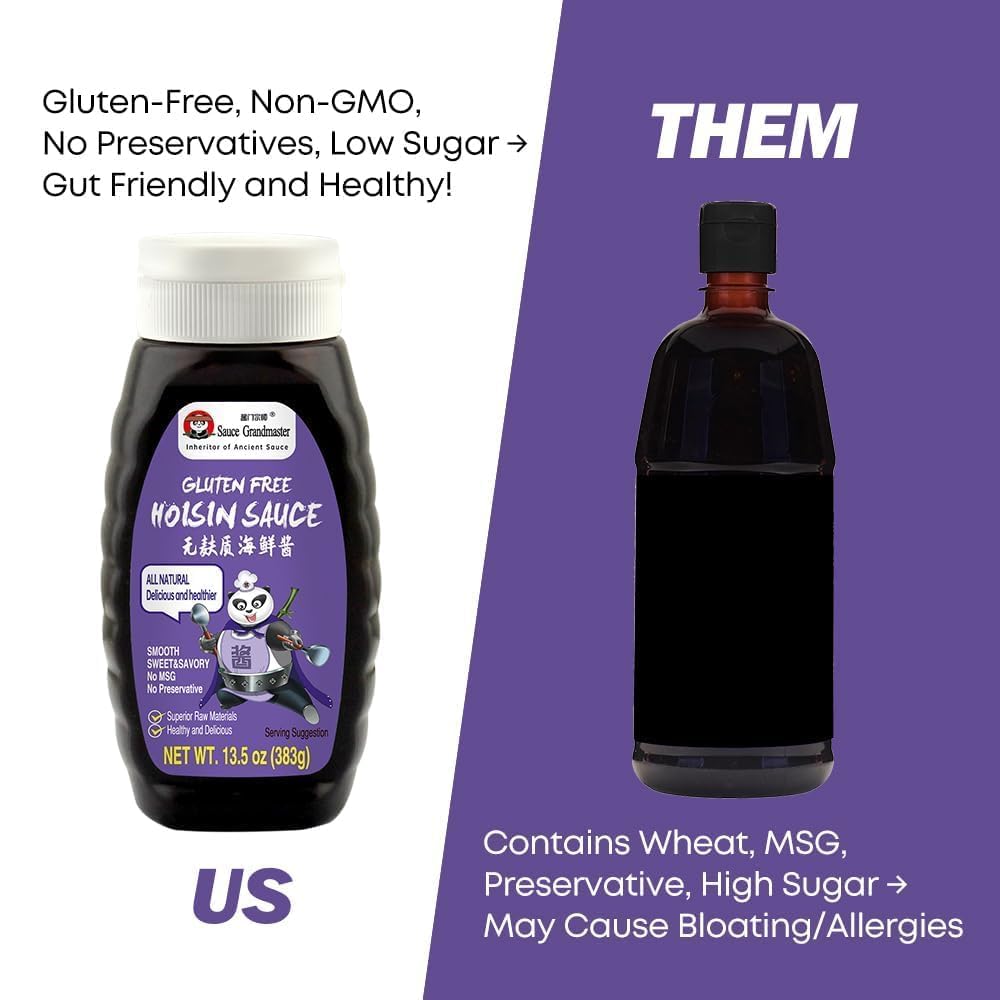 Sauce Grandmaster label close-up showing ingredients panel and gluten-free badge clarity
