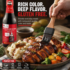 Sauce Grandmaster pouring close-up for precise glossy glaze control