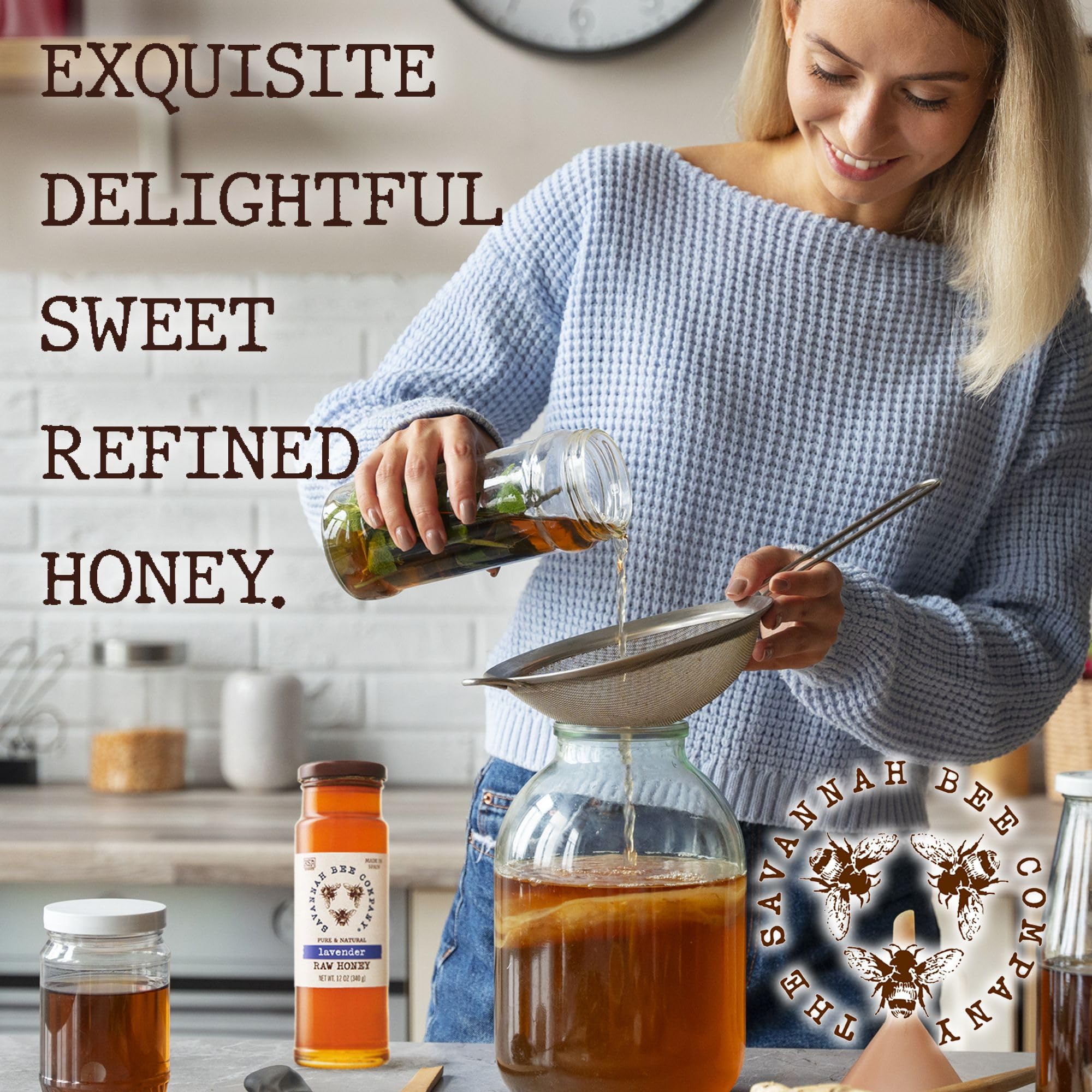 Savannah Bee Company honey on spoon over toast showing sweet finishing touch